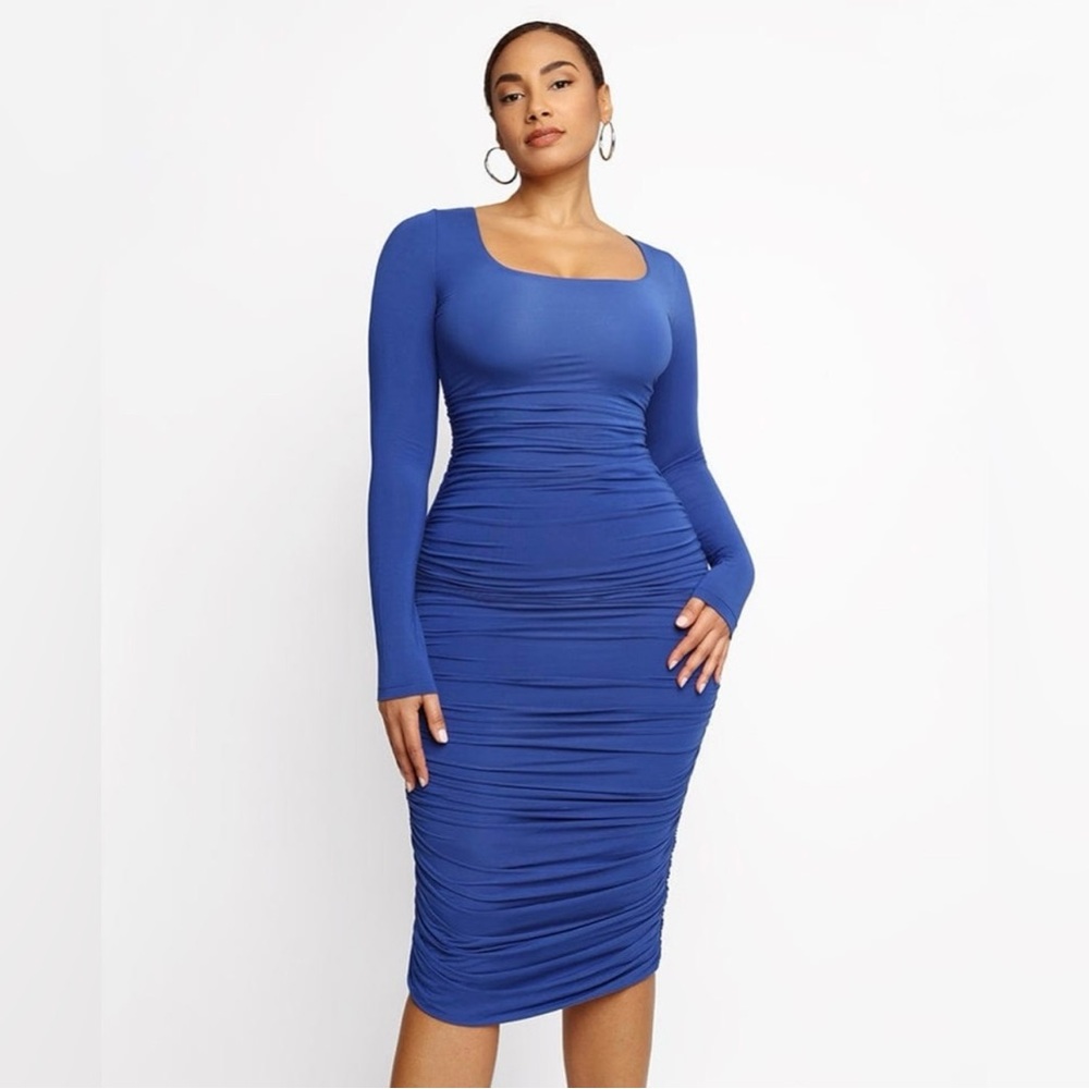 Shapellx Smooth Ruched Shaping Dress Blue L